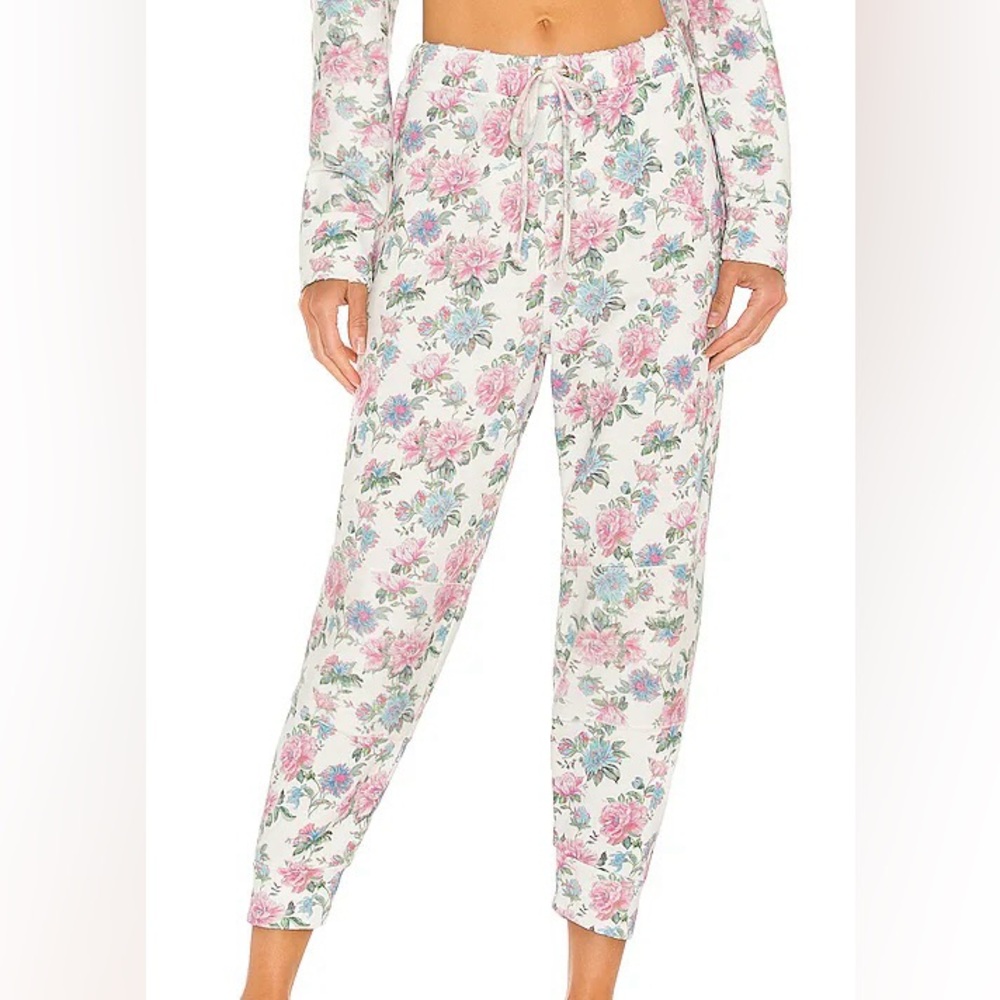 LoveShackFancy Floral Etty Track Pants - Sea Orchid